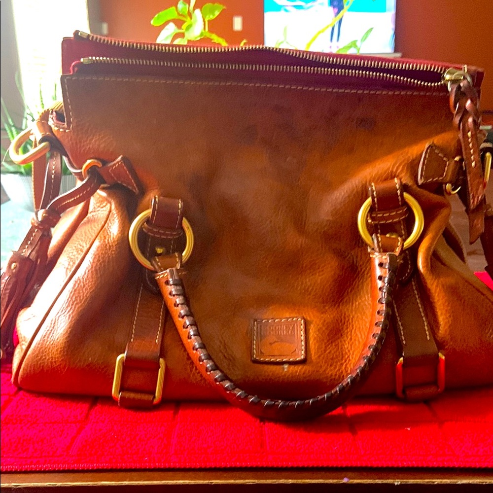Dooney & Bourke Brown Leather Satchel with Braided Handles